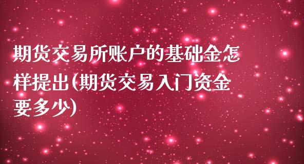 期货交易所账户的基础金怎样提出(期货交易入门资金要多少)_https://gjqh.wpmee.com_期货新闻_第1张