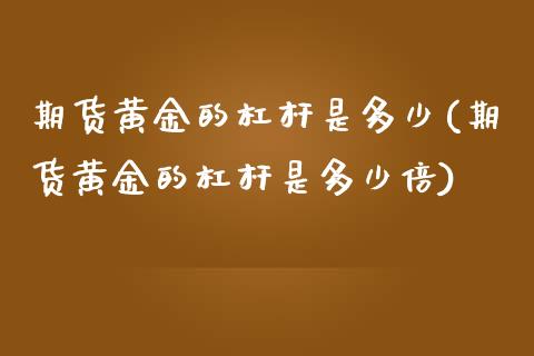 期货黄金的杠杆是多少(期货黄金的杠杆是多少倍)_https://gjqh.wpmee.com_期货平台_第1张