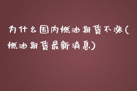 为什么国内燃油期货不涨(燃油期货最新消息)_https://gjqh.wpmee.com_期货平台_第1张