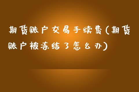 期货账户交易手续费(期货账户被冻结了怎么办)_https://gjqh.wpmee.com_期货百科_第1张