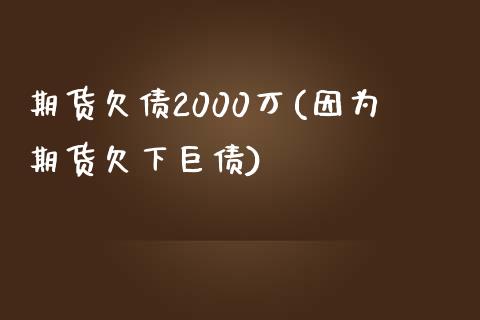 期货欠债2000万(因为期货欠下巨债)_https://gjqh.wpmee.com_国际期货_第1张