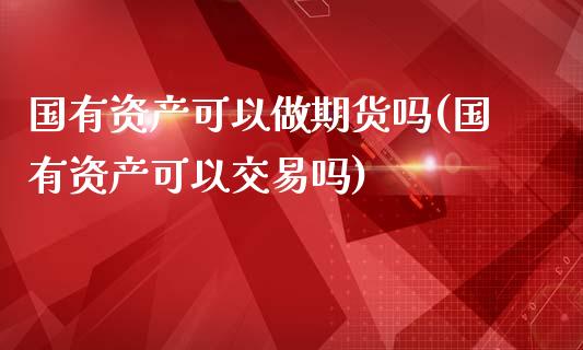 国有资产可以做期货吗(国有资产可以交易吗)_https://gjqh.wpmee.com_期货开户_第1张