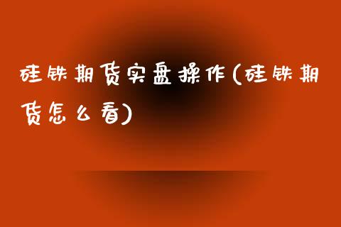 硅铁期货实盘操作(硅铁期货怎么看)_https://gjqh.wpmee.com_期货开户_第1张