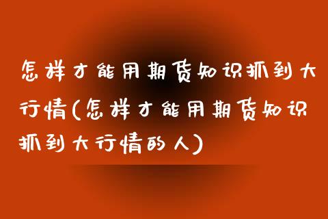 怎样才能用期货知识抓到大行情(怎样才能用期货知识抓到大行情的人)_https://gjqh.wpmee.com_期货开户_第1张