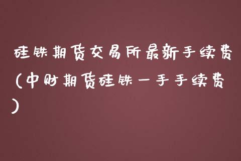 硅铁期货交易所最新手续费(中财期货硅铁一手手续费)_https://gjqh.wpmee.com_国际期货_第1张