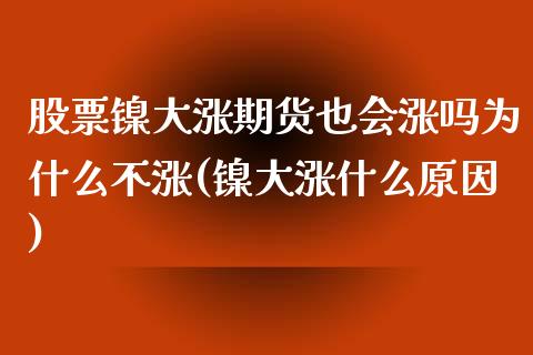 股票镍大涨期货也会涨吗为什么不涨(镍大涨什么原因)_https://gjqh.wpmee.com_国际期货_第1张