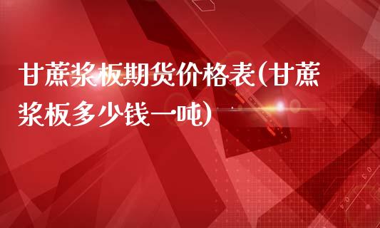 甘蔗浆板期货价格表(甘蔗浆板多少钱一吨)_https://gjqh.wpmee.com_期货开户_第1张