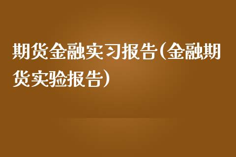 期货金融实习报告(金融期货实验报告)_https://gjqh.wpmee.com_期货百科_第1张