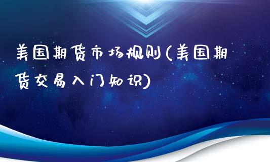 美国期货市场规则(美国期货交易入门知识)_https://gjqh.wpmee.com_期货百科_第1张