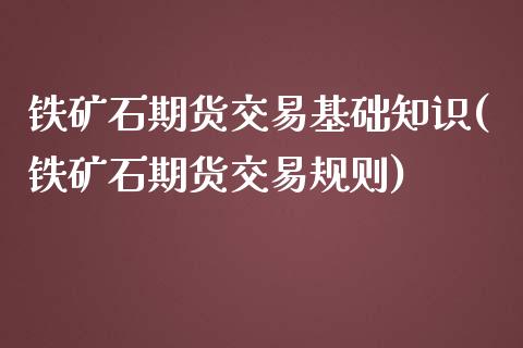 铁矿石期货交易基础知识(铁矿石期货交易规则)_https://gjqh.wpmee.com_期货开户_第1张