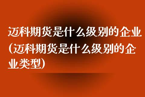 迈科期货是什么级别的企业(迈科期货是什么级别的企业类型)_https://gjqh.wpmee.com_期货百科_第1张