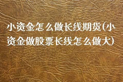 小资金怎么做长线期货(小资金做股票长线怎么做大)_https://gjqh.wpmee.com_国际期货_第1张