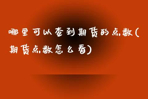 哪里可以查到期货的点数(期货点数怎么看)_https://gjqh.wpmee.com_国际期货_第1张