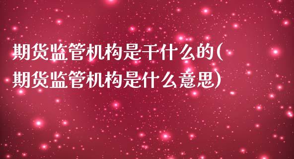 期货监管机构是干什么的(期货监管机构是什么意思)_https://gjqh.wpmee.com_期货百科_第1张