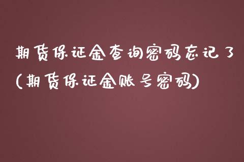 期货保证金查询密码忘记了(期货保证金账号密码)_https://gjqh.wpmee.com_期货百科_第1张