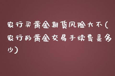 农行买黄金期货风险大不(农行的黄金交易手续费是多少)_https://gjqh.wpmee.com_期货开户_第1张