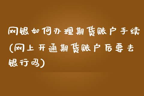 网银如何办理期货账户手续(网上开通期货账户后要去银行吗)_https://gjqh.wpmee.com_期货开户_第1张