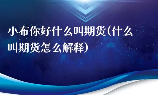 小布你好什么叫期货(什么叫期货怎么解释)_https://gjqh.wpmee.com_期货开户_第1张