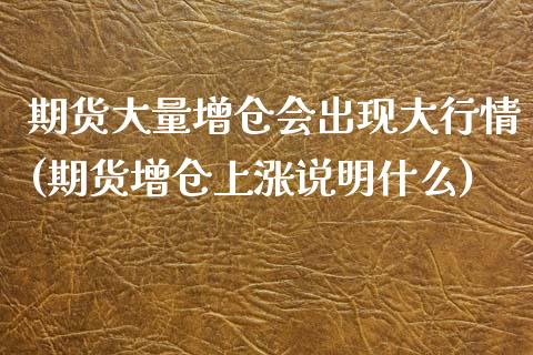 期货大量增仓会出现大行情(期货增仓上涨说明什么)_https://gjqh.wpmee.com_期货百科_第1张