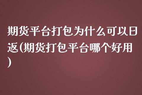 期货平台打包为什么可以日返(期货打包平台哪个好用)_https://gjqh.wpmee.com_期货新闻_第1张