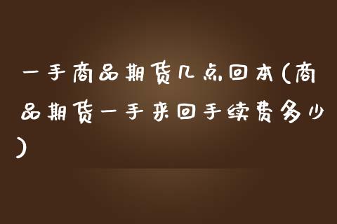 一手商品期货几点回本(商品期货一手来回手续费多少)_https://gjqh.wpmee.com_期货百科_第1张