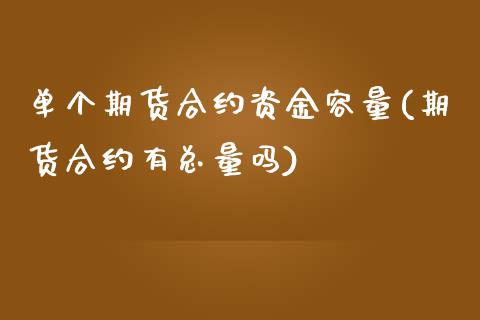 单个期货合约资金容量(期货合约有总量吗)_https://gjqh.wpmee.com_国际期货_第1张