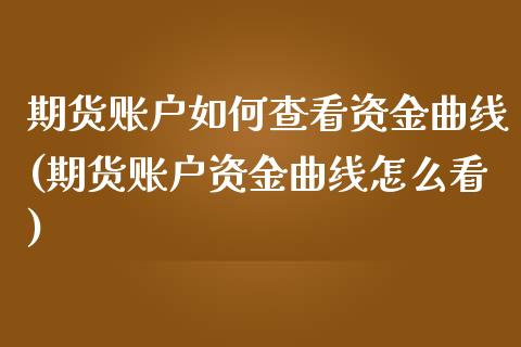 期货账户如何查看资金曲线(期货账户资金曲线怎么看)_https://gjqh.wpmee.com_国际期货_第1张