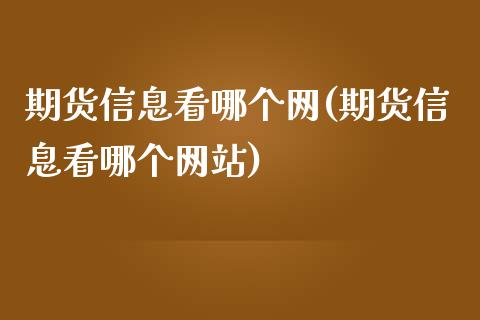 期货信息看哪个网(期货信息看哪个网站)_https://gjqh.wpmee.com_国际期货_第1张