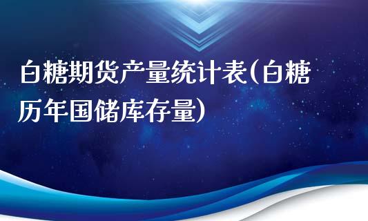 白糖期货产量统计表(白糖历年国储库存量)_https://gjqh.wpmee.com_期货百科_第1张