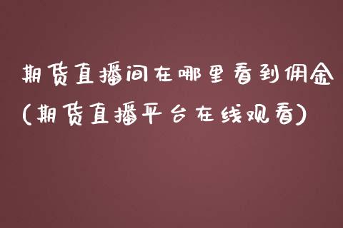 期货直播间在哪里看到佣金(期货直播平台在线观看)_https://gjqh.wpmee.com_期货新闻_第1张