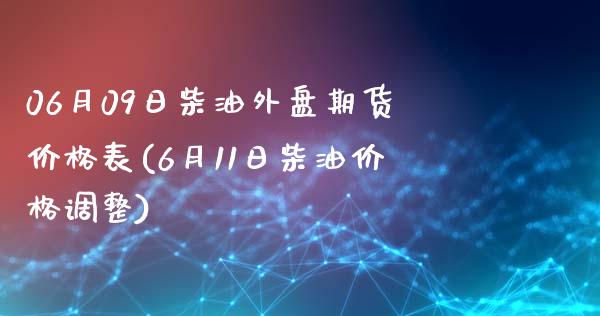 06月09日柴油外盘期货价格表(6月11日柴油价格调整)_https://gjqh.wpmee.com_期货平台_第1张