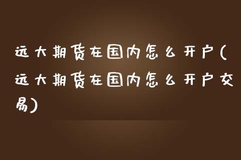 远大期货在国内怎么开户(远大期货在国内怎么开户交易)_https://gjqh.wpmee.com_期货新闻_第1张