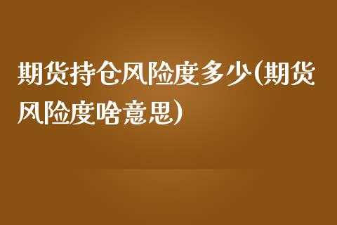 期货持仓风险度多少(期货风险度啥意思)_https://gjqh.wpmee.com_国际期货_第1张