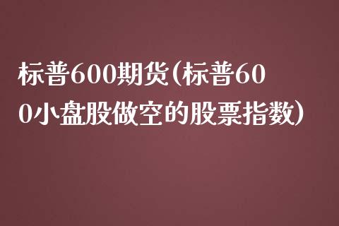 标普600期货(标普600小盘股做空的股票指数)_https://gjqh.wpmee.com_期货开户_第1张