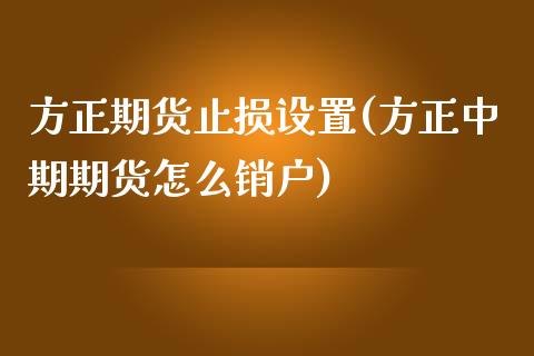 方正期货止损设置(方正中期期货怎么销户)_https://gjqh.wpmee.com_期货新闻_第1张