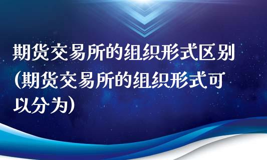 期货交易所的组织形式区别(期货交易所的组织形式可以分为)_https://gjqh.wpmee.com_国际期货_第1张