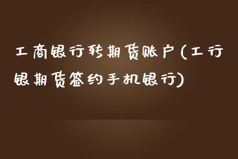 工商银行转期货账户(工行银期货签约手机银行)_https://gjqh.wpmee.com_期货新闻_第1张