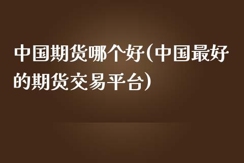 中国期货哪个好(中国最好的期货交易平台)_https://gjqh.wpmee.com_期货新闻_第1张