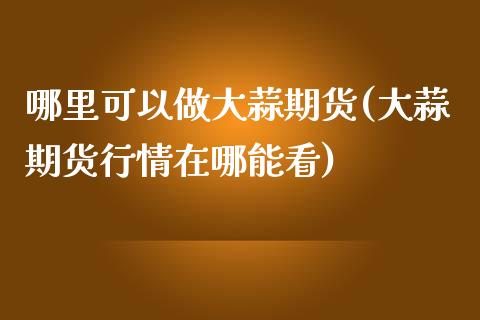 哪里可以做大蒜期货(大蒜期货行情在哪能看)_https://gjqh.wpmee.com_期货百科_第1张