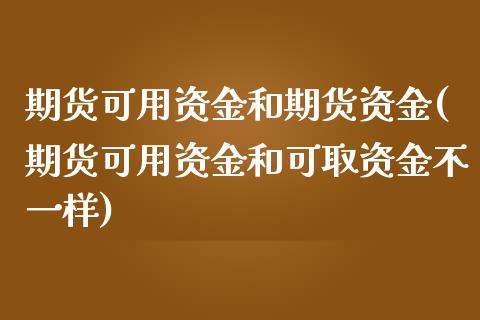 期货可用资金和期货资金(期货可用资金和可取资金不一样)_https://gjqh.wpmee.com_国际期货_第1张