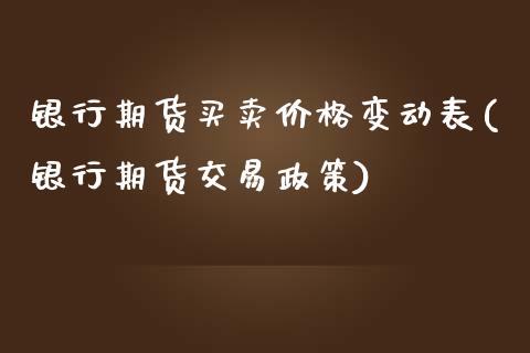 银行期货买卖价格变动表(银行期货交易政策)_https://gjqh.wpmee.com_期货新闻_第1张