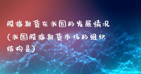 股指期货在我国的发展情况(我国股指期货市场的组织结构是)_https://gjqh.wpmee.com_期货百科_第1张