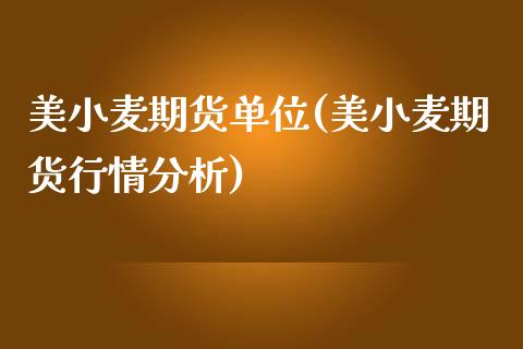 美小麦期货单位(美小麦期货行情分析)_https://gjqh.wpmee.com_期货新闻_第1张