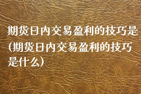 期货日内交易盈利的技巧是(期货日内交易盈利的技巧是什么)_https://gjqh.wpmee.com_国际期货_第1张