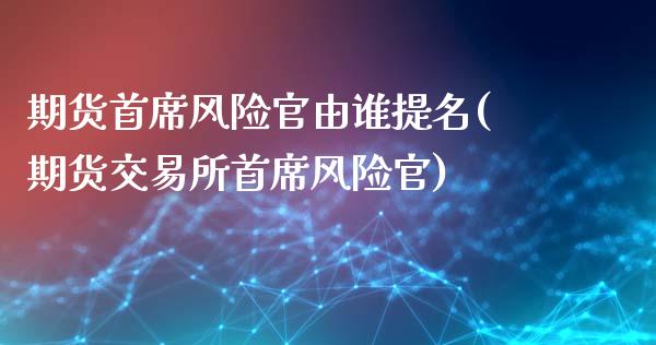 期货首席风险官由谁提名(期货交易所首席风险官)_https://gjqh.wpmee.com_期货百科_第1张