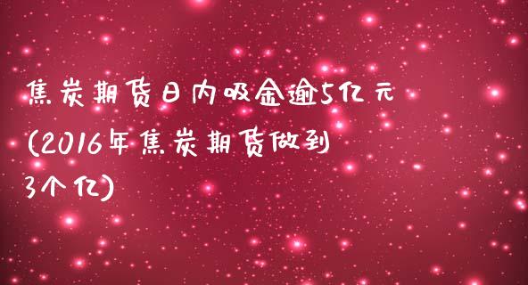 焦炭期货日内吸金逾5亿元(2016年焦炭期货做到3个亿)_https://gjqh.wpmee.com_国际期货_第1张