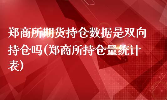 郑商所期货持仓数据是双向持仓吗(郑商所持仓量统计表)_https://gjqh.wpmee.com_期货新闻_第1张