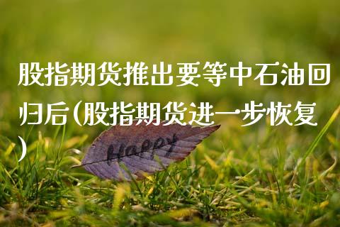 股指期货推出要等中石油回归后(股指期货进一步恢复)_https://gjqh.wpmee.com_期货百科_第1张