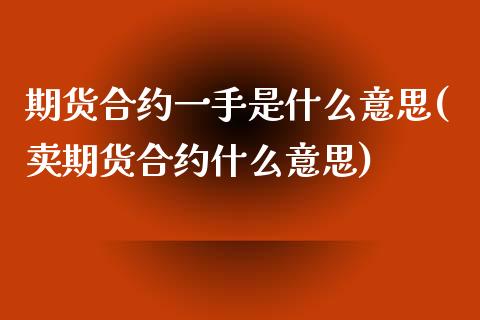 期货合约一手是什么意思(卖期货合约什么意思)_https://gjqh.wpmee.com_期货平台_第1张