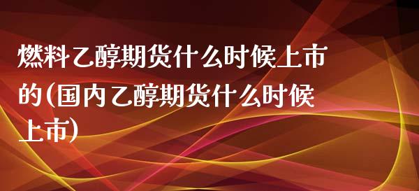 燃料乙醇期货什么时候上市的(国内乙醇期货什么时候上市)_https://gjqh.wpmee.com_期货开户_第1张